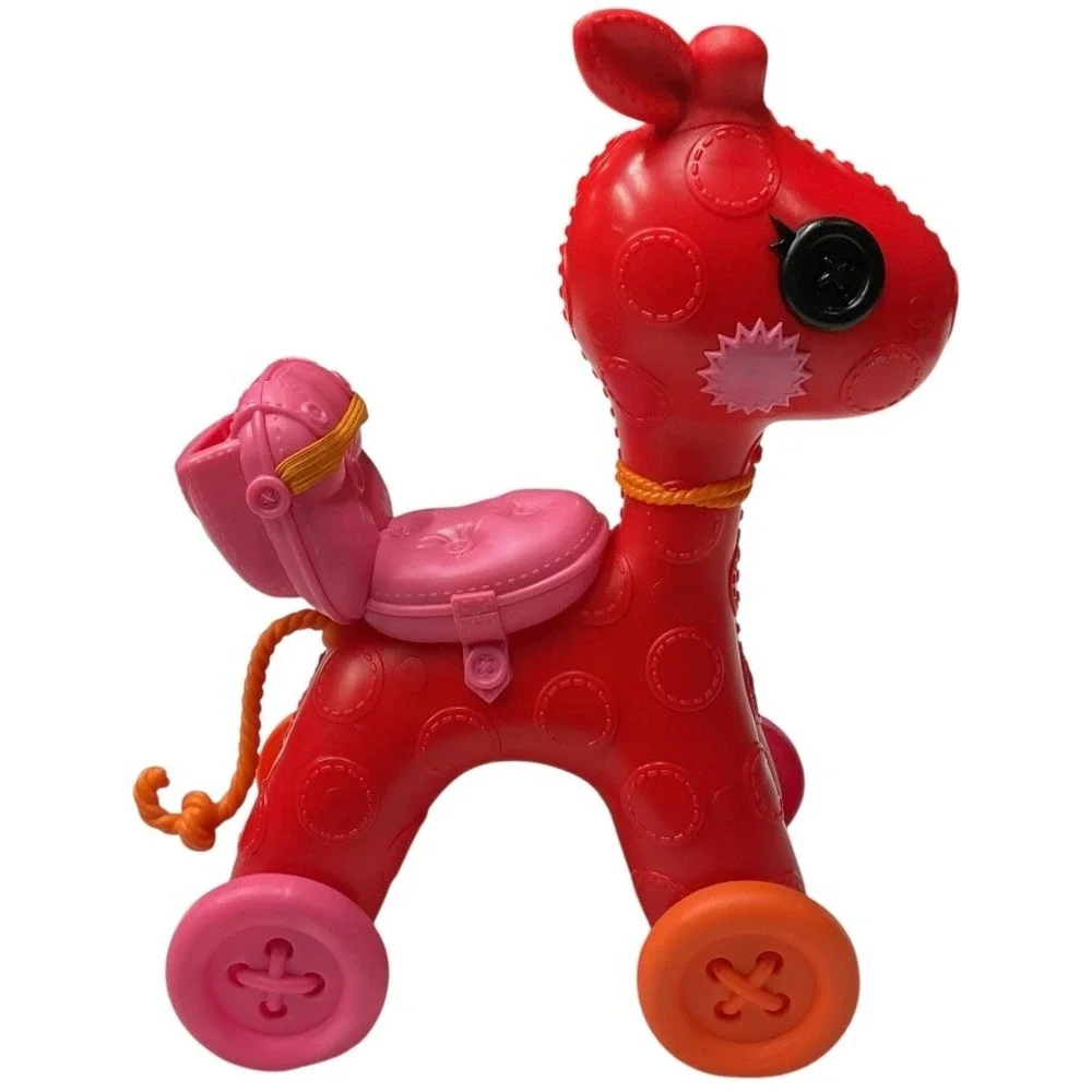 Lalaloopsy Pull Toy Giraffe‎ Button Wheels Saddlebag Red Orange Pink 12